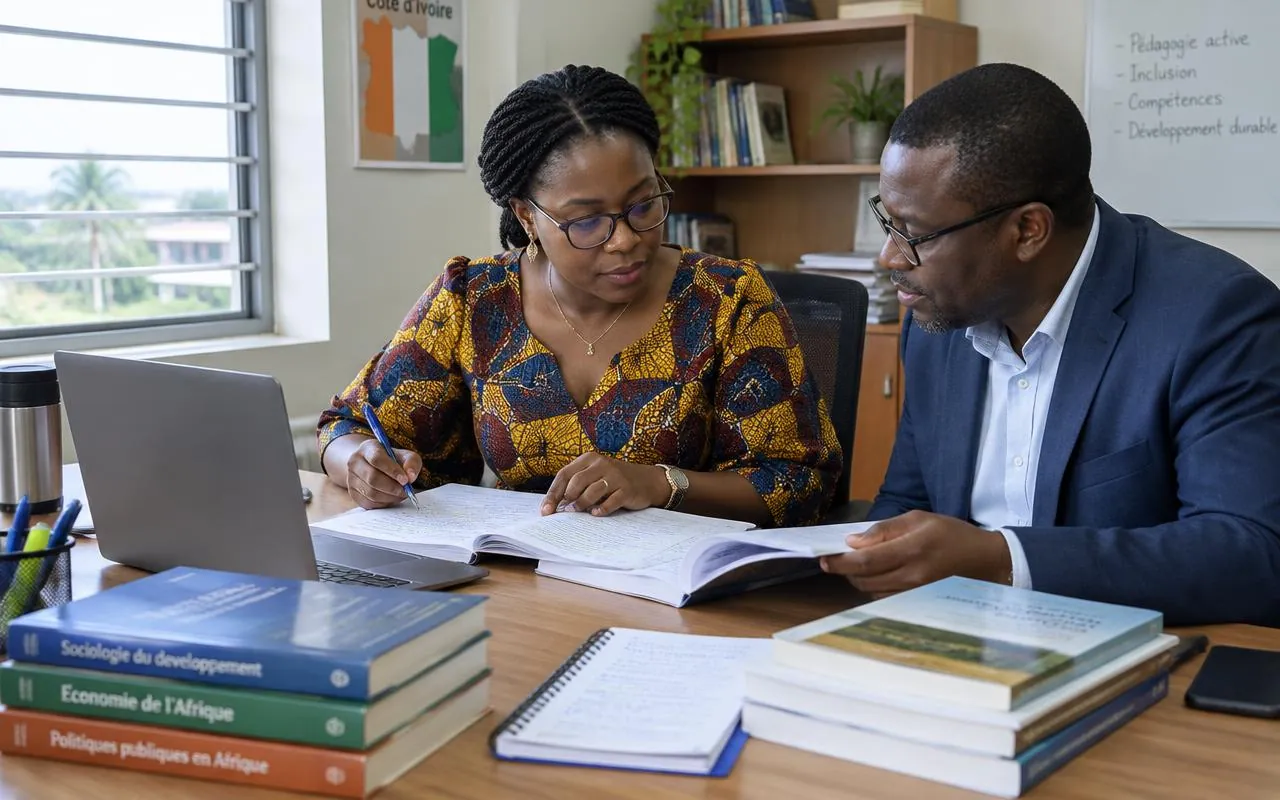 Enseignants préparant ensemble leurs ressources pédagogiques