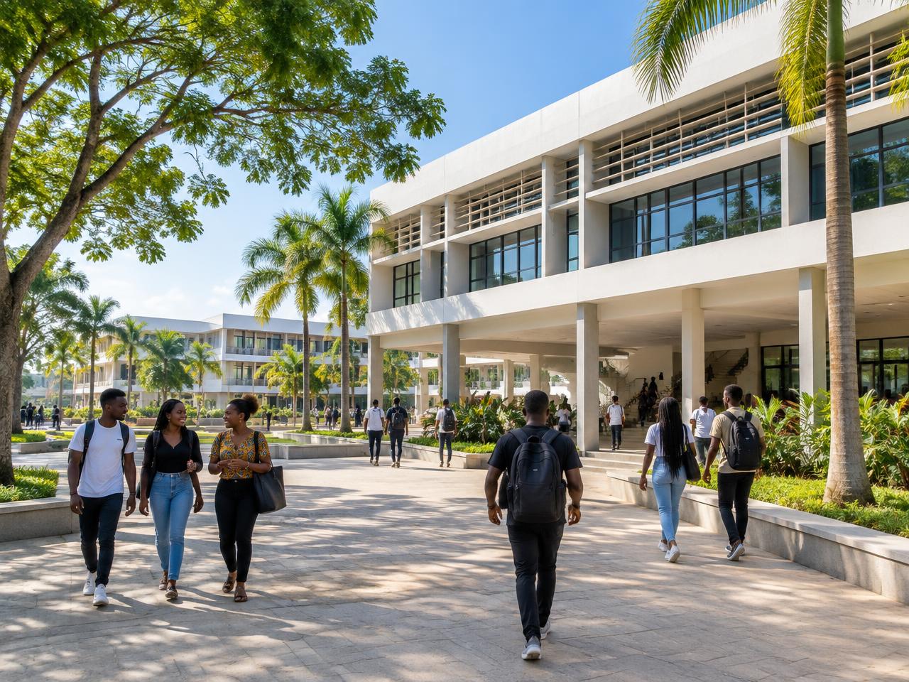 Vue illustrative d’un campus universitaire contemporain